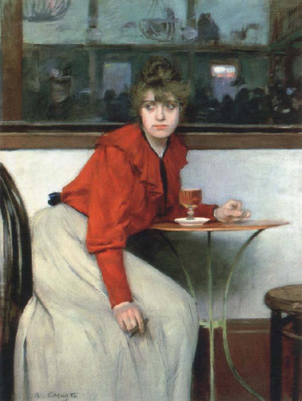 Ramon Casas chica in a bar oil painting picture